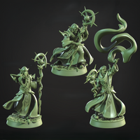 CastnPlay #828 Elven Shadow Arcanist (3 Miniatures) - no Base - 32mm