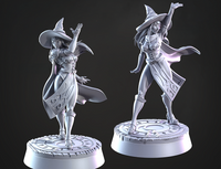 CastnPlay #839_Zephyra, Wind Sorceress (2 Miniatures) - no Base - 32mm