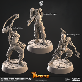 CastnPlay #859 Fishers from Mennesker City (3 Miniatures) - No Base - 32mm