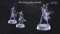 CastnPlay #839_Zephyra, Wind Sorceress (2 Miniatures) - no Base - 32mm